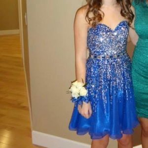 Sparkly blue Sherri Hill homecoming/prom dress size 0